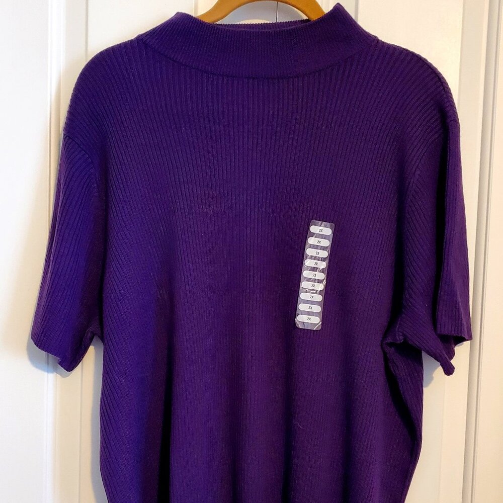 Studio Works women's purple short sleeve knit top, 2X, new